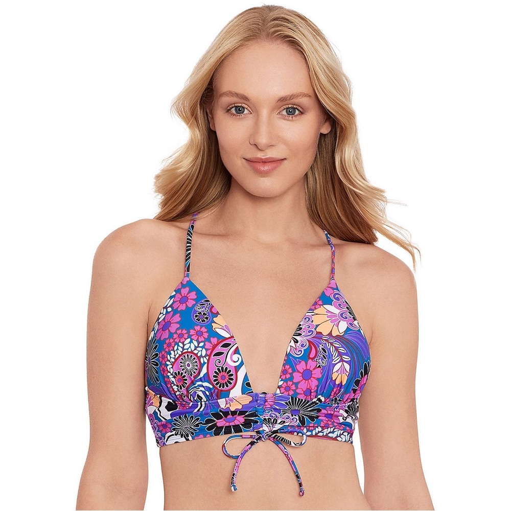 Salt + Cove Print Cross Back Bikini Top